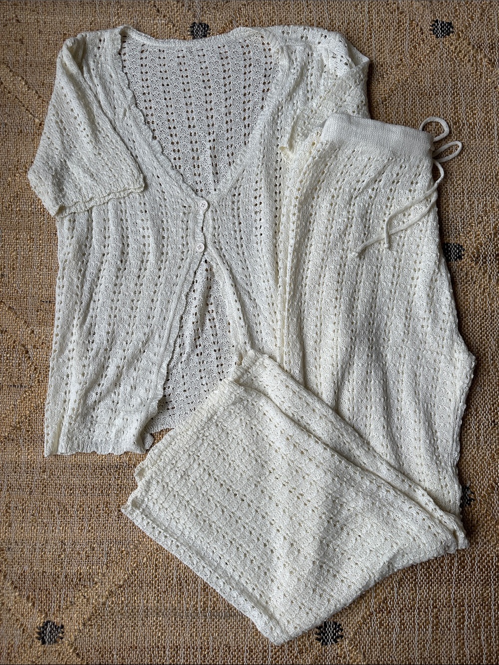 NWOT Cream Knit Two-Piece Coverup Set - Picture 1 of 4